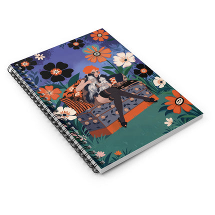 🌺🐕 The Lady Of The Floral Salon Spiral Notebook – Art Deco Garden Whimsy
