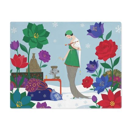 🪷❄️ The Winter Incense Garden Placemat – Art Deco Holiday Serenity