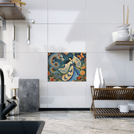 Fairy Waltz in the Butterfly Garden Ceramic Tile