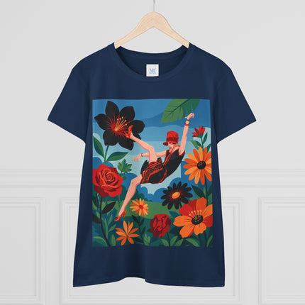 🌺✨ The Lady In The Fabulous Flowers Cotton Tee – Art Deco Floral Fantasy