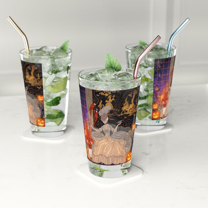 🌙🎃 The Moonlit Parlor Masquerade Glass, 16oz – Elegant Halloween Romance