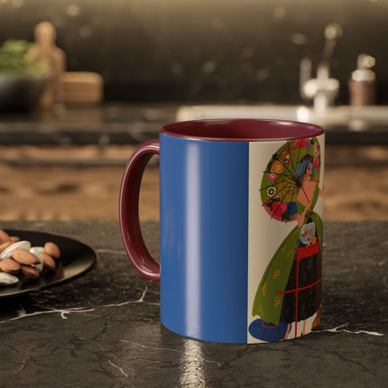 Lady with the Golden Fish Colorful Mugs – Whimsical Fashion & Playful Fantasy