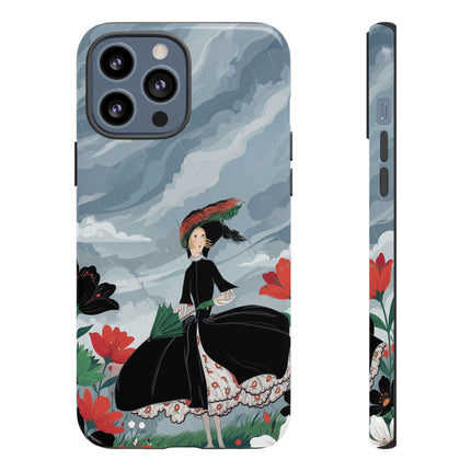 🌧️🌺 The Stormy Flower Walk Phone Case – Art Deco Floral Fashion