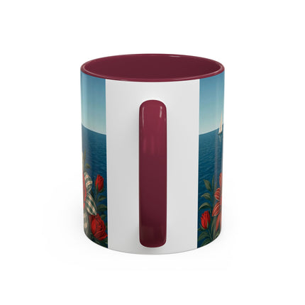 ⛵🌹 The Seaside Rose Traveler Colorful Mug – Art Deco Floral Elegance
