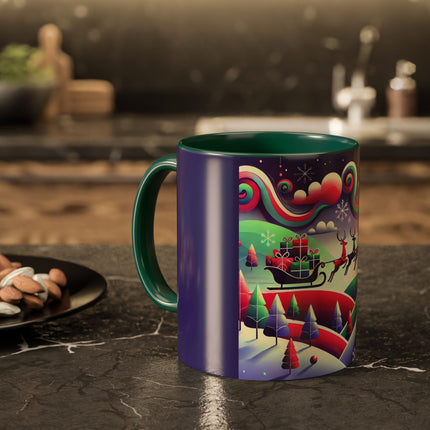 Festive Reindeer Flight Colorful Mugs (11oz, 15oz)