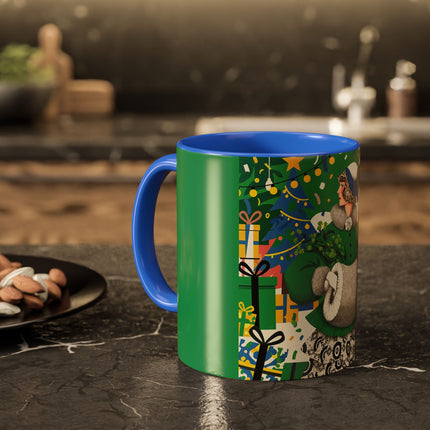 🍀🎄 The Emerald Holly Christmas Colorful Mug – Art Deco Holiday Elegance