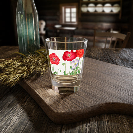 Poppies by Tanigami Kônan Shot Glass – Bold Blooms & Japanese Woodblock Elegance