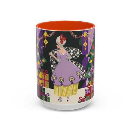 🎁✨ The Lavender Christmas Masquerade Colorful Mug – Art Deco Holiday Fantasy