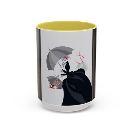 The Lady of Silver Umbrellas Colorful Mug (11oz, 15oz) – Art Deco Mystery, Elegant Fashion & Silver Dreamscape