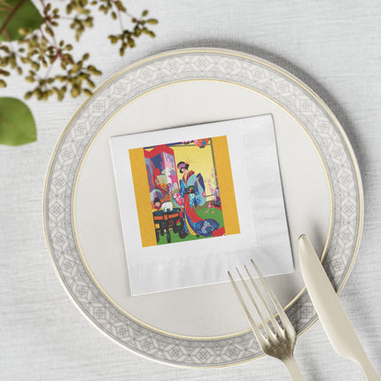 A Timeless Journey by Umberto Brunelleschi White Coined Napkins