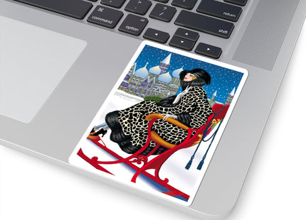 Elegant Winter Woman in Sleigh Kiss-Cut Stickers (4 Sizes)