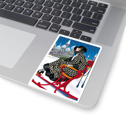 Elegant Winter Woman in Sleigh Kiss-Cut Stickers (4 Sizes)