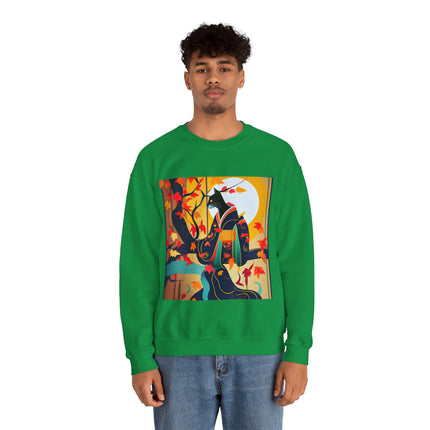 Black Cat in Kimono Unisex Heavy Blend™ Crewneck Sweatshirt