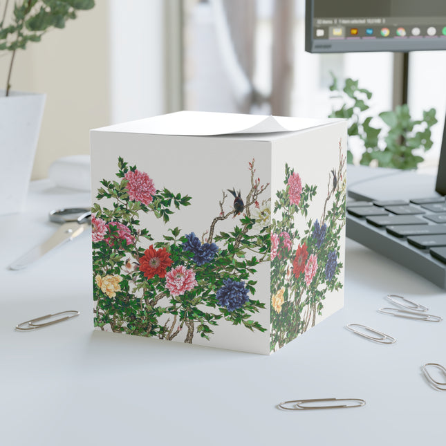 Peonies and Birds by Okamoto Shuki Note Cube