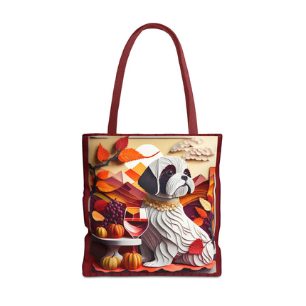 Shih Tzu at an Autumn Wine Tasting Tote Bag (AOP)