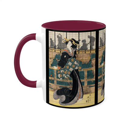 Japanese woman woodcut print by Kikukawa Eizan Colorful Mugs, 11oz