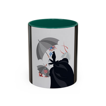 The Lady of Silver Umbrellas Colorful Mug (11oz, 15oz) – Art Deco Mystery, Elegant Fashion & Silver Dreamscape