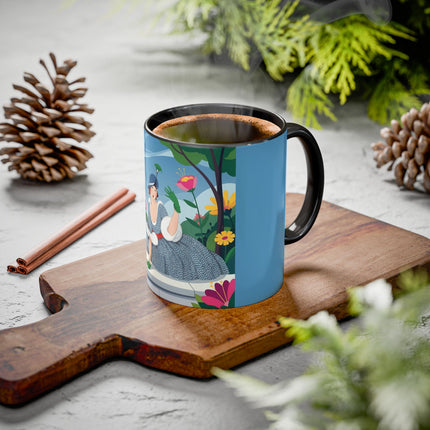 The Lady Of The Secret Garden Colorful Mugs – Art Deco Botanical Elegance