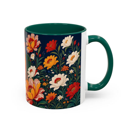 🌺🐦 The Enchanted Birdcage Garden Colorful Mug – Art Deco Floral Fantasy