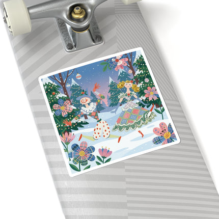 🎭🎄 The Christmas Harlequin Dance Kiss-Cut Sticker – Whimsical Holiday Fantasy
