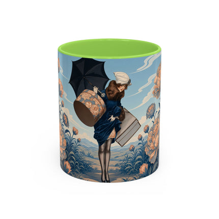 ☔🌸 The Grand Floral Journey Colorful Mug – Art Deco Travel Elegance
