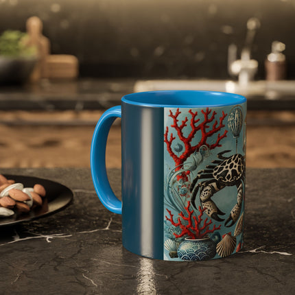 Spotted Crab & Pagoda Colorful Mug – Mystical Ocean & Asian Harmony