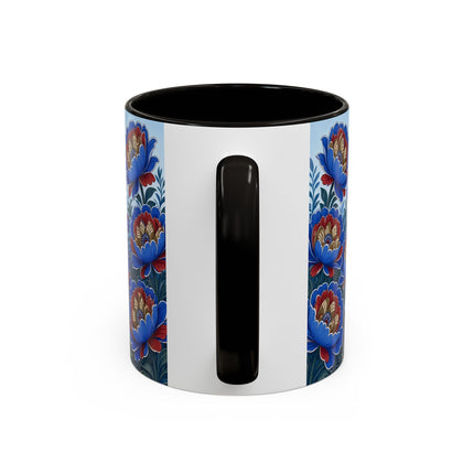 💙🌺 The Sapphire Blossom Garden Dancer Colorful Mug – Art Deco Fashion Fantasy