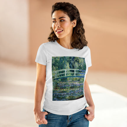 Water Lilies and Japanese Bridge by Claude Monet Women's Midweight Cotton Tee