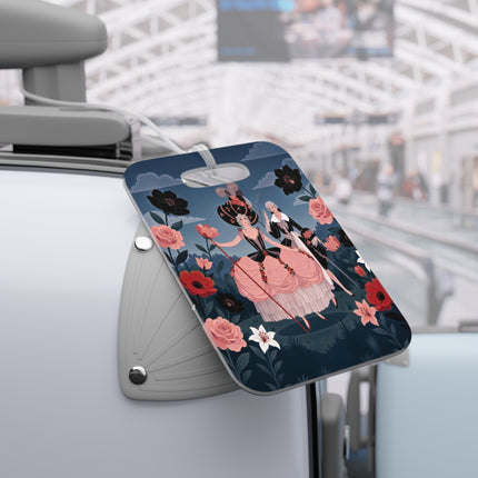 🌹🎭 The Rose Masquerade Promenade Luggage Tag – Art Deco Floral Elegance