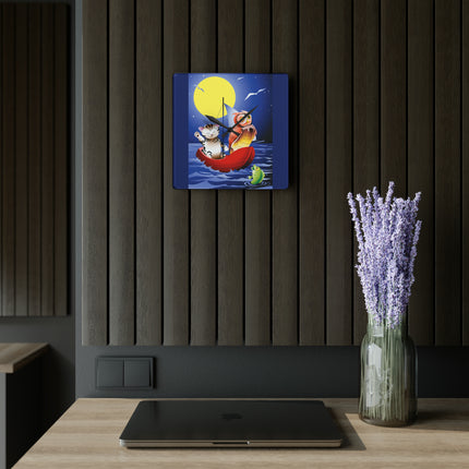 Embarking on a Moonlit Journey Acrylic Wall Clock, Round and Square