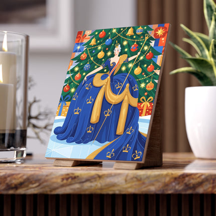 👑🔔 The Christmas Queen Of Golden Bells Ceramic Tile – Art Deco Royal Holiday Fantasy