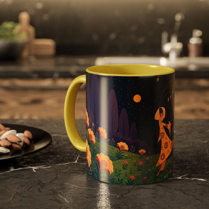 🌙🌼 The Moonlit Floral Dancer Colorful Mug – Art Deco Garden Fantasy