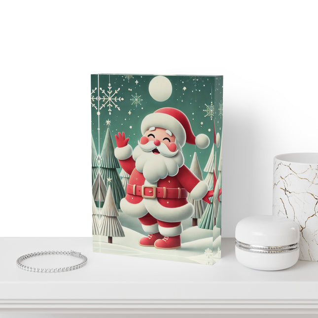 Santa's Joyful Night Acrylic Art Block