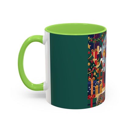 ☃️🎄 The Snowman's Christmas Companion Colorful Mug – Art Deco Holiday Fantasy
