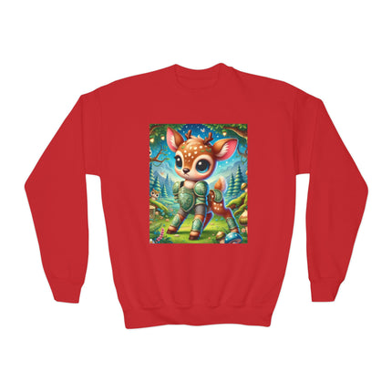 Fawn Defender Youth Crewneck Sweatshirt – Woodland Courage & Gentle Strength
