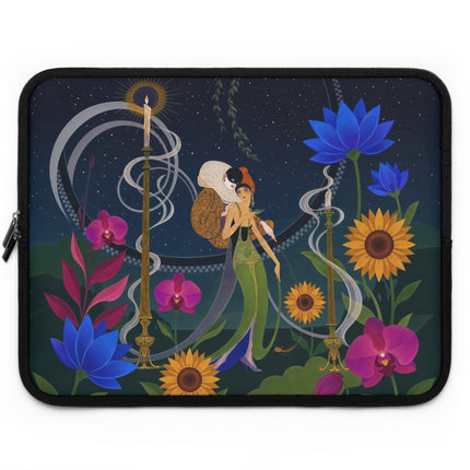 🌙🌻 The Lady Of The Midnight Garden Laptop Sleeve – Art Deco Floral Fantasy