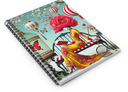 Reading In A Painted Garden Spiral Notebook - Ruled Line
