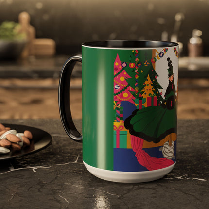 🎄🎁 The Emerald Christmas Belle Colorful Mug – Colorful Holiday Fashion Fantasy