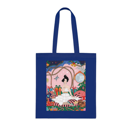🎄🌹 Christmas Morning In The Rose Parlor Cotton Tote Bag – Art Deco Holiday Romance