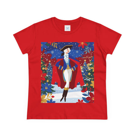 🎄🎭 The Christmas Masquerade Lady Cotton Tee – Art Deco Holiday Glamour