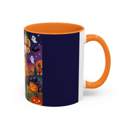 🎃🐈‍⬛ The Pumpkin Moon Embrace Colorful Mug – Whimsical Halloween Charm