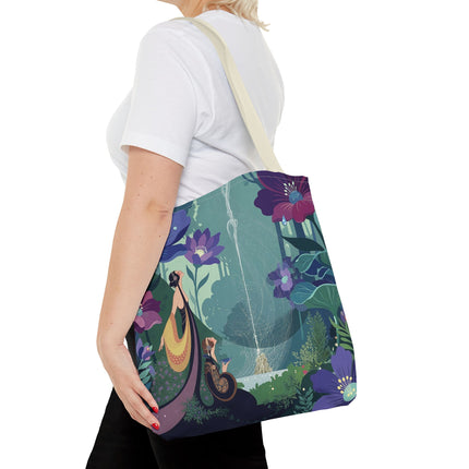 💧🌺 The Lady Of The Enchanted Fountain Tote Bag – Art Deco Garden Fantasy