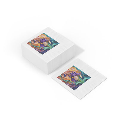 The Elegant Iris Flower White Coined Napkins
