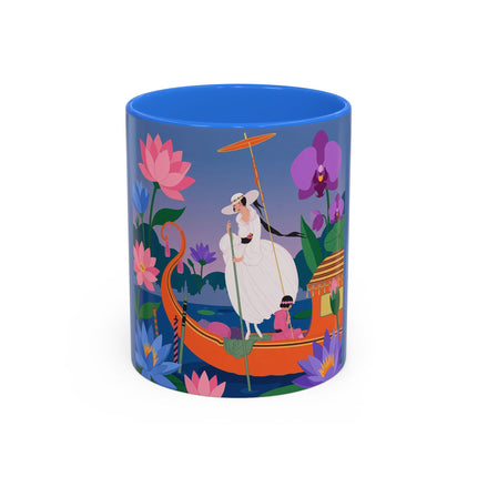 The Lady Of The Lotus Voyage Colorful Mugs – Art Deco Botanical Elegance
