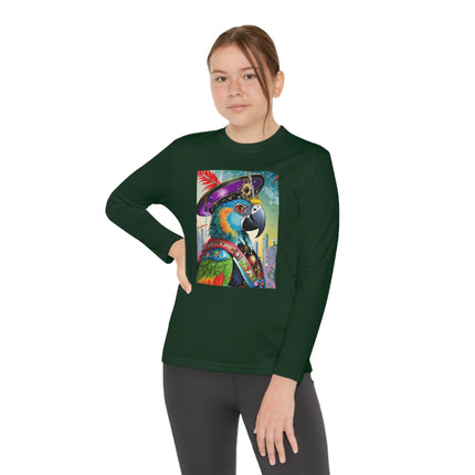 Tech Plumes Youth Long Sleeve Competitor Tee – Neon Wings & Cyberpunk Adventure