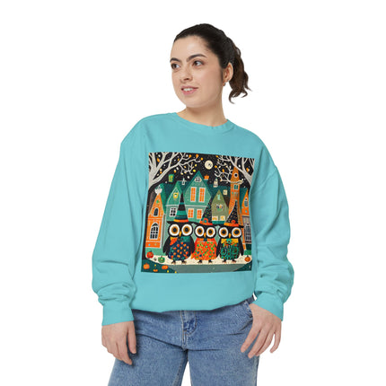 Night of the Trick-or-Treating Owlets Unisex Garment-Dyed Sweatshirt