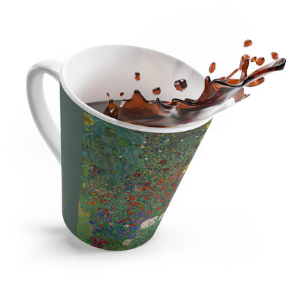 Farm Garden with Sunflowers by Gustav Klimt Latte Mug