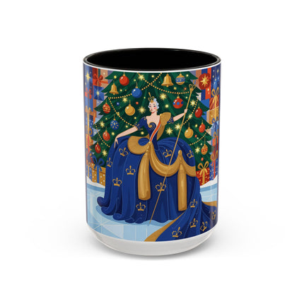 👑🎄 The Christmas Queen Of Golden Bells Colorful Mug – Art Deco Holiday Elegance