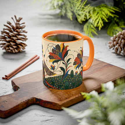 🌺🦋 The Enchanted Floral Voyage Colorful Mug – Art Deco Botanical Whimsy