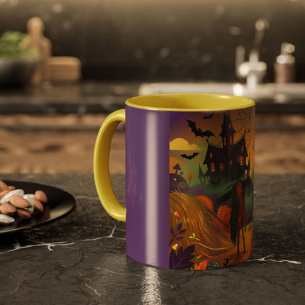 🌙🎃 The Scarecrow Of Haunted Hollow Colorful Mug – Whimsical Halloween Mystery
